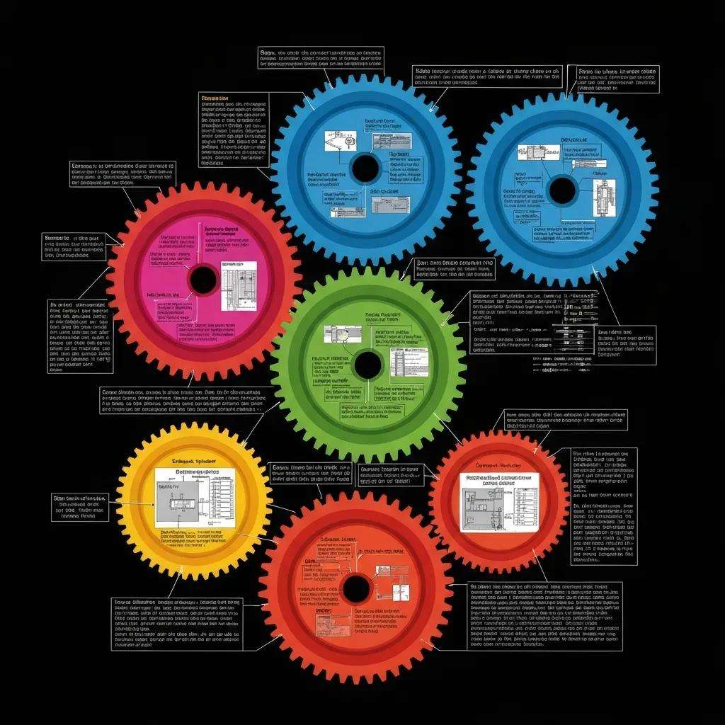 A clear visual representation illustrating the seven fundamental quality management principles outlined in ISO 9001.