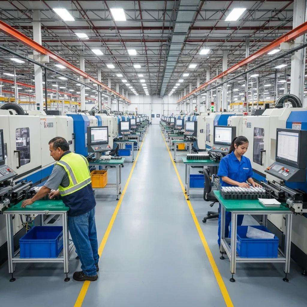 Streamlined workflow in a manufacturing setting emphasizing efficiency and organization