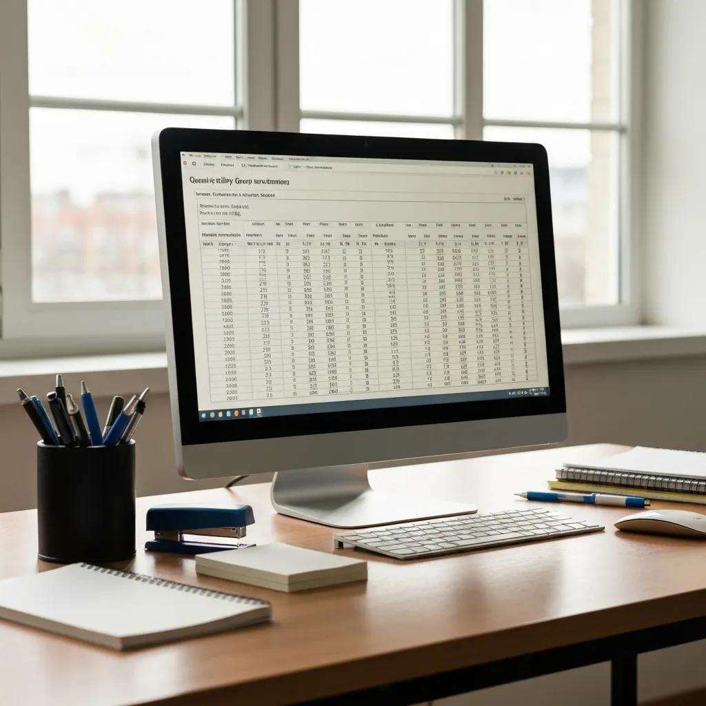Workspace with ISO 27001 policy templates displayed on a computer screen