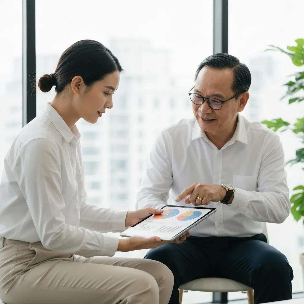 Small business owner discussing funding opportunities for ISO 9001 certification