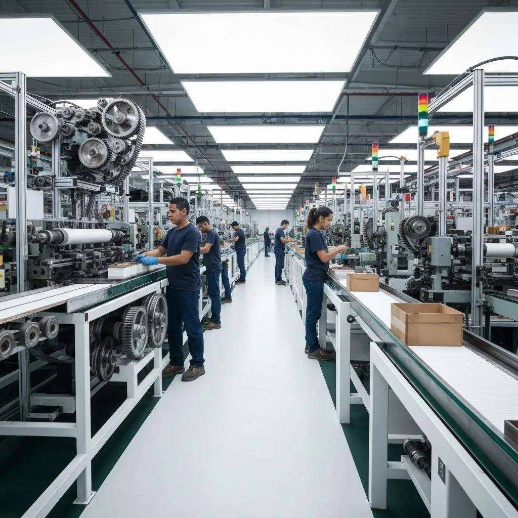 Streamlined production line demonstrating operational efficiency in a factory setting