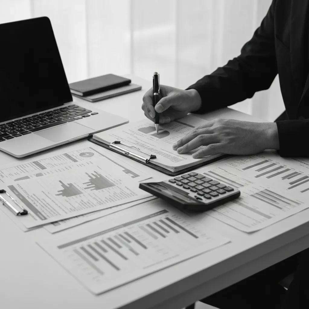 Calculator and financial documents representing initial certification fees for educational institutions