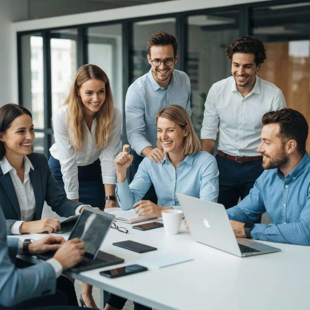 Diverse employees collaborating in a modern office, symbolizing engagement and teamwork in quality management