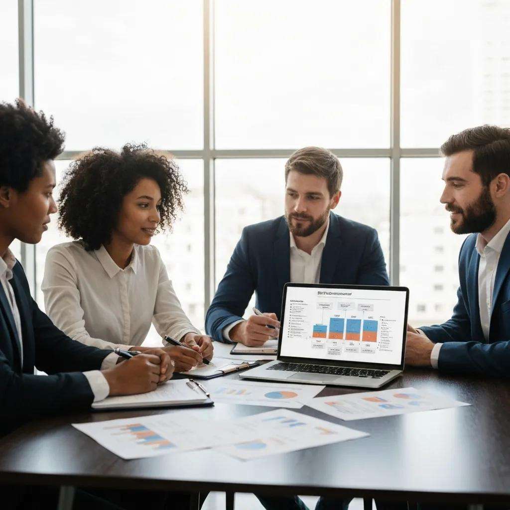 Professionals discussing risk treatment options in a collaborative meeting