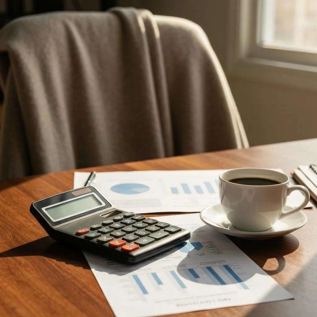 Calculator and financial documents representing ISO 9001 certification costs