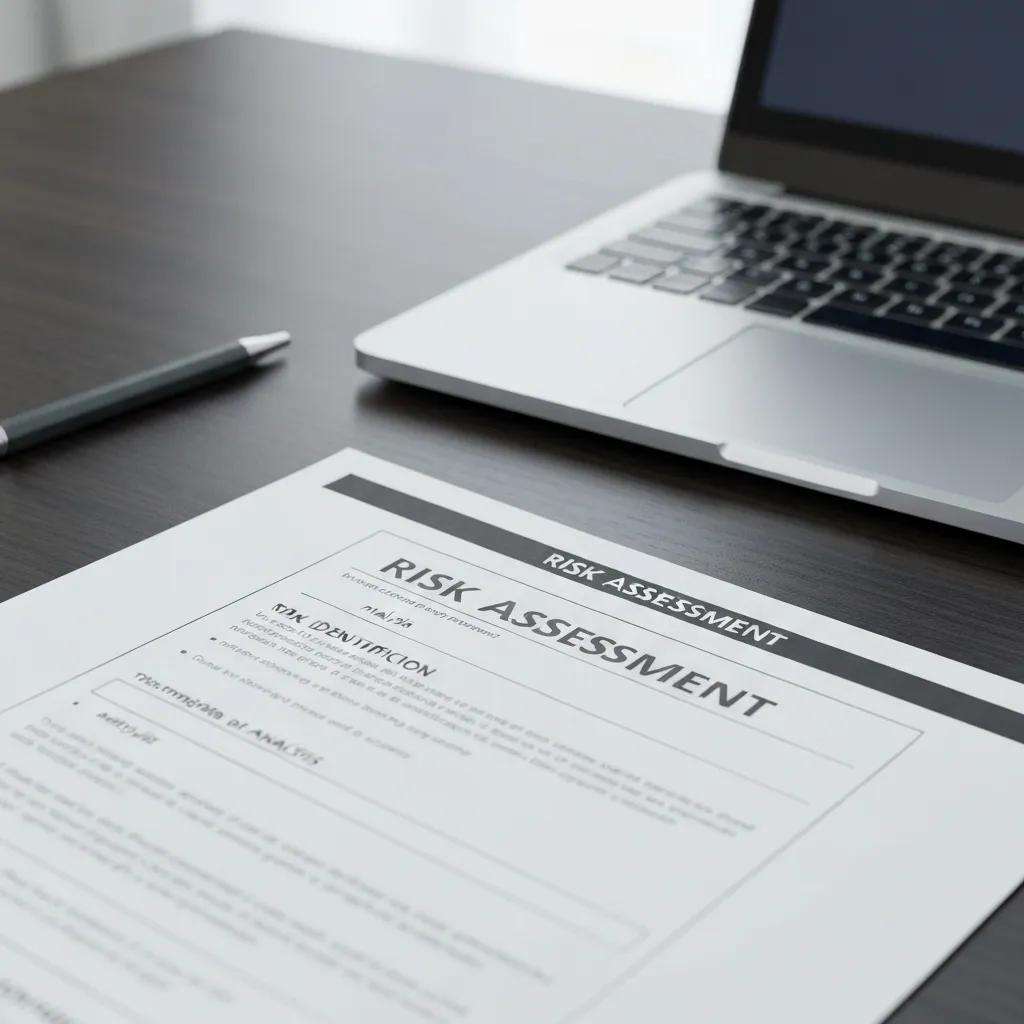 Close-up of a risk assessment document for ISO 27001