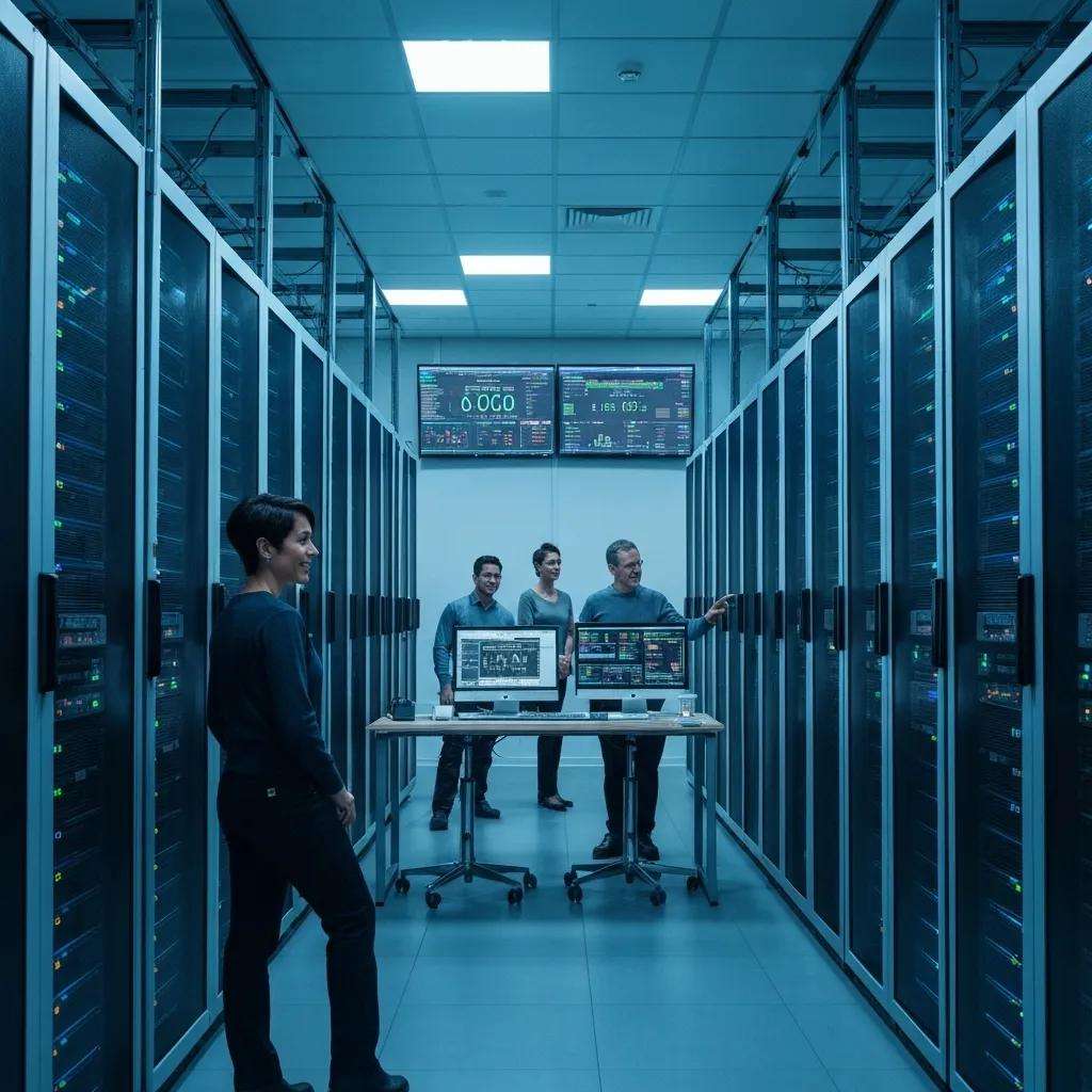 Data center showcasing capacity management controls and monitoring systems