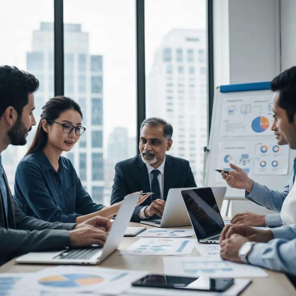 Team meeting discussing the implementation of ISO 27001 operational procedures