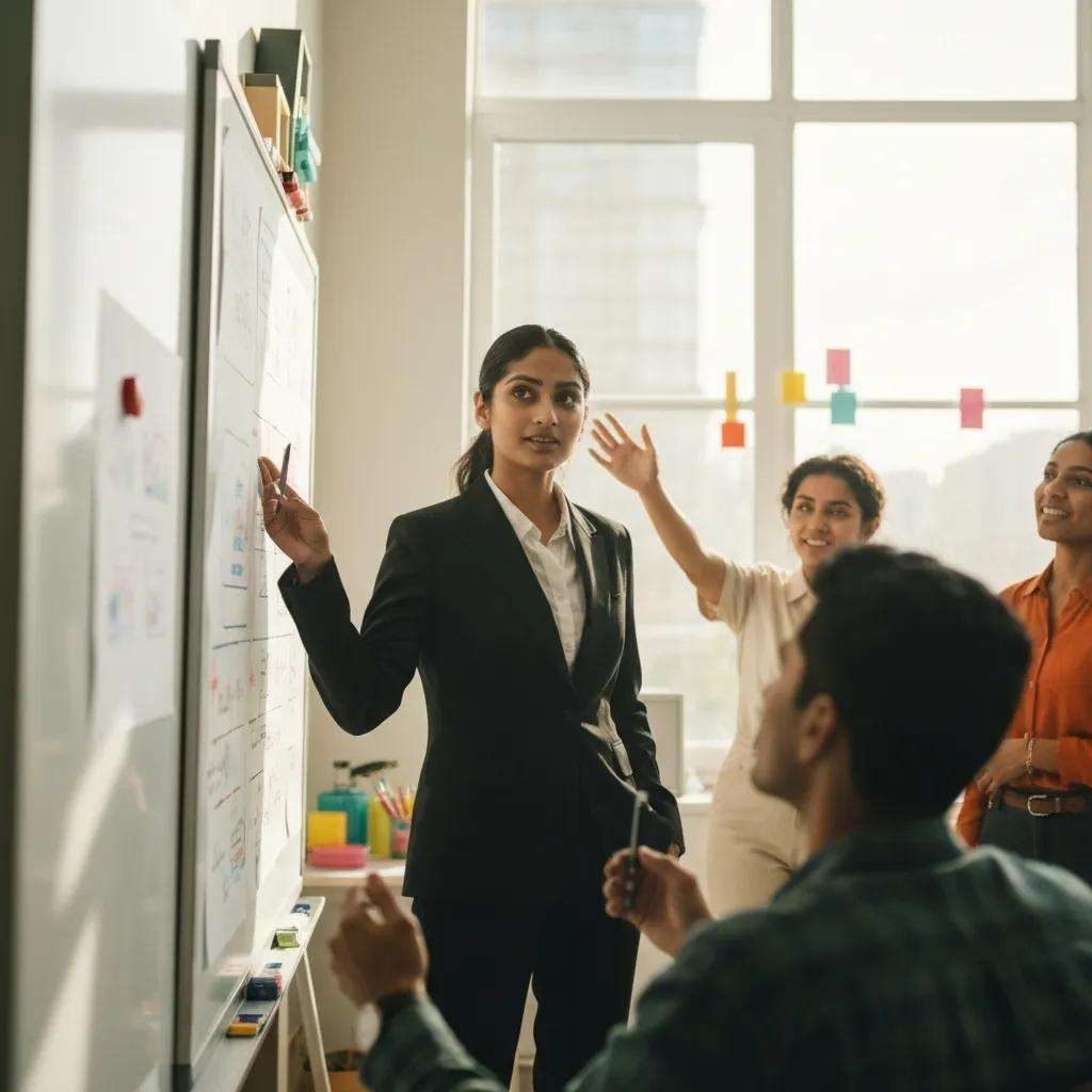 Leader presenting to a team about ISO 9001, highlighting commitment and communication in quality management