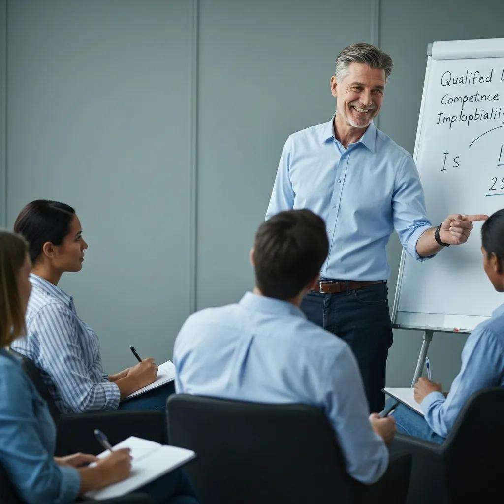 Lead auditor conducting a training session on best practices for ISO 27001 internal audits