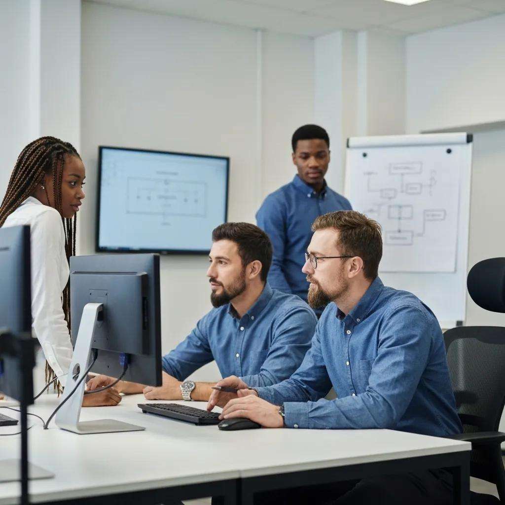 Secure office environment showcasing collaboration on ISO 27001 operational security measures