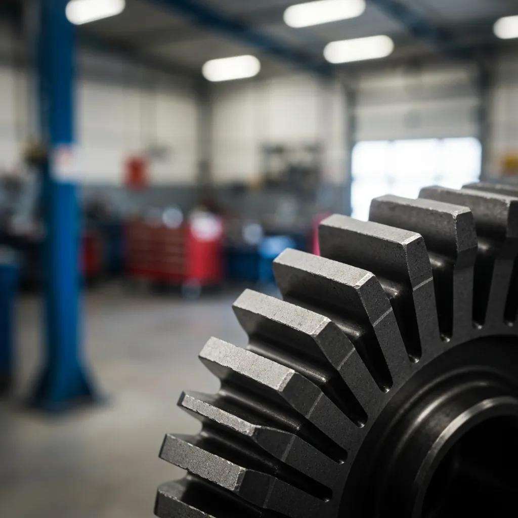 Close-up of automotive components with visible ISO standard labels emphasizing quality management