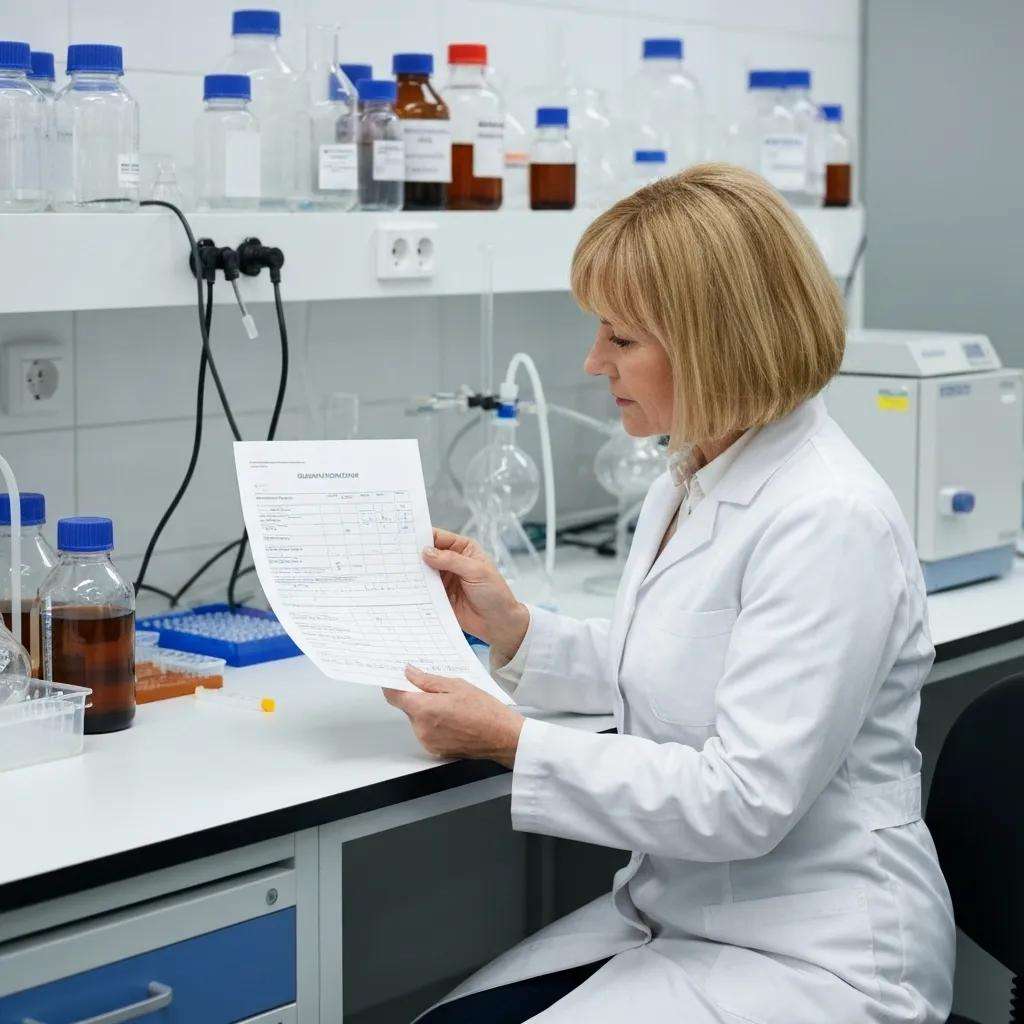 Professional reviewing an ISO 27001 audit checklist in an organized office