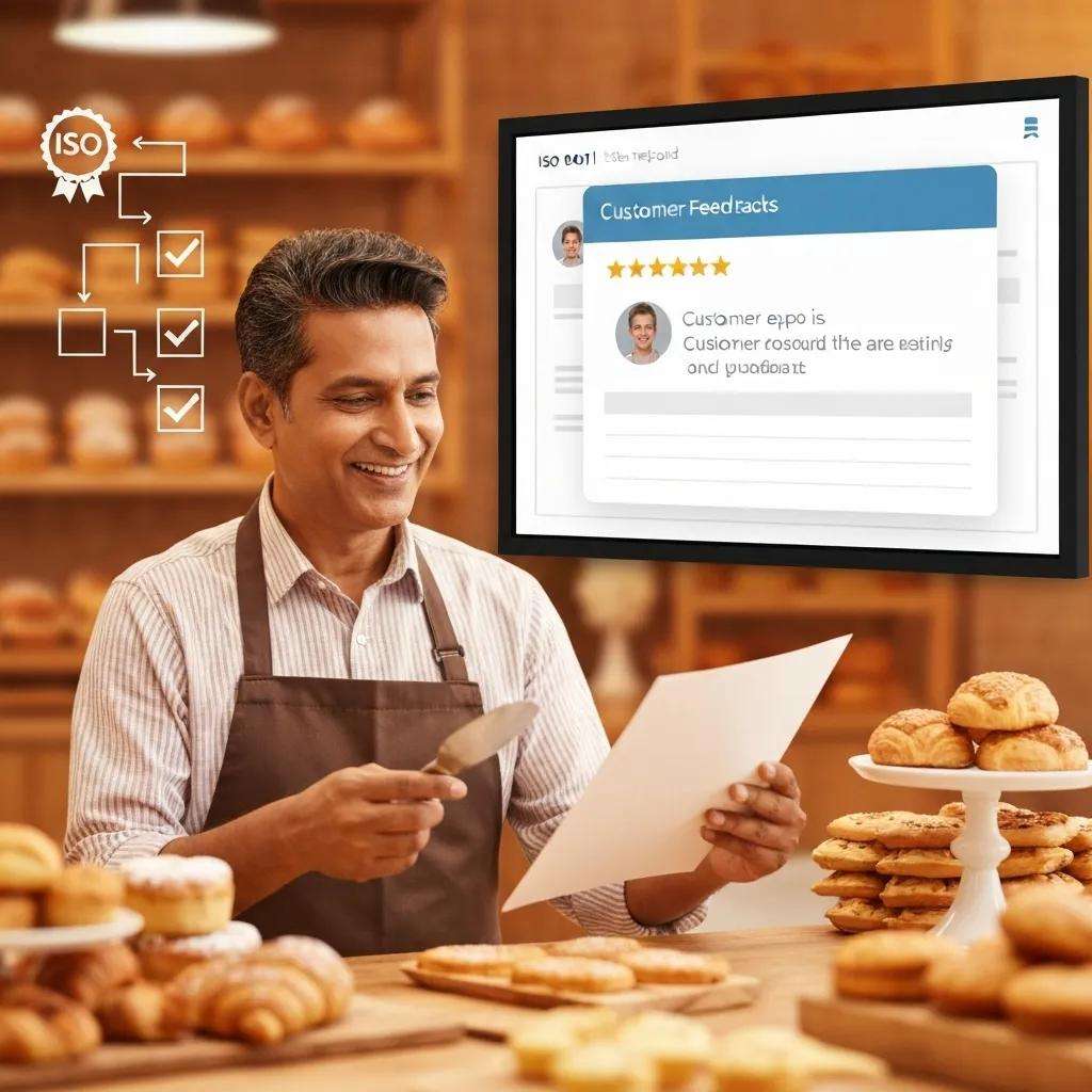 Food business owner celebrating the benefits of ISO 9001 certification