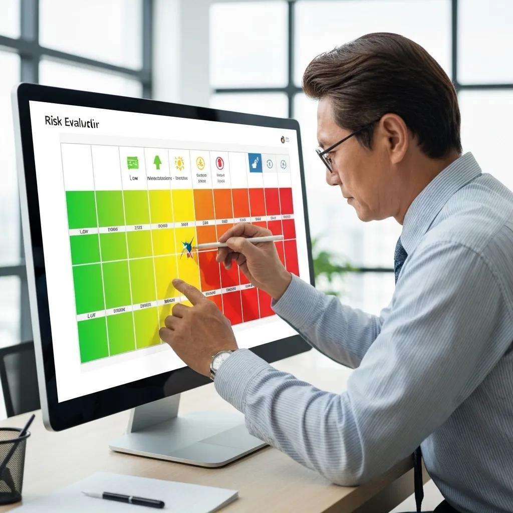 Visual representation of risk evaluation process with risk matrix
