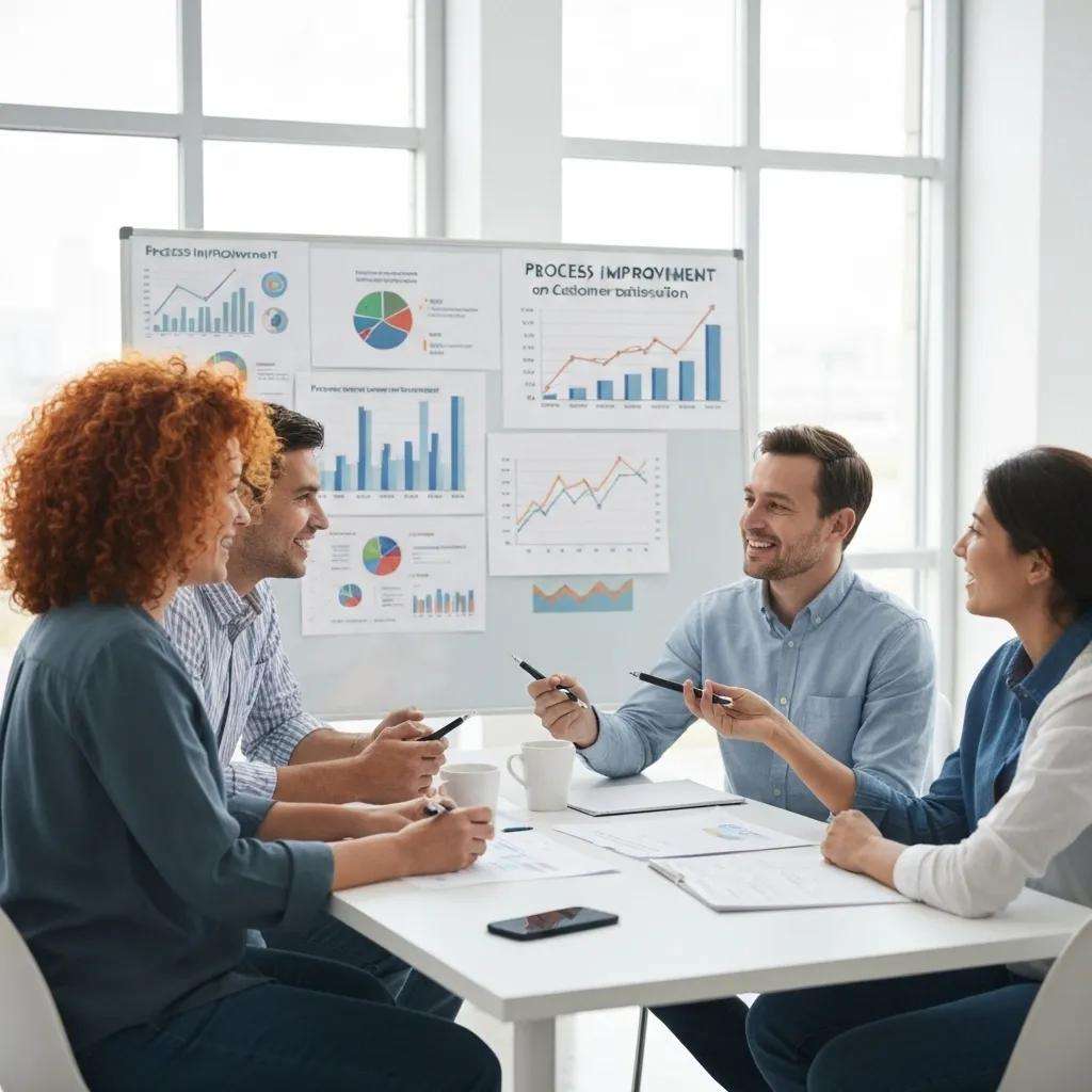 Team discussing process improvement strategies in a collaborative meeting