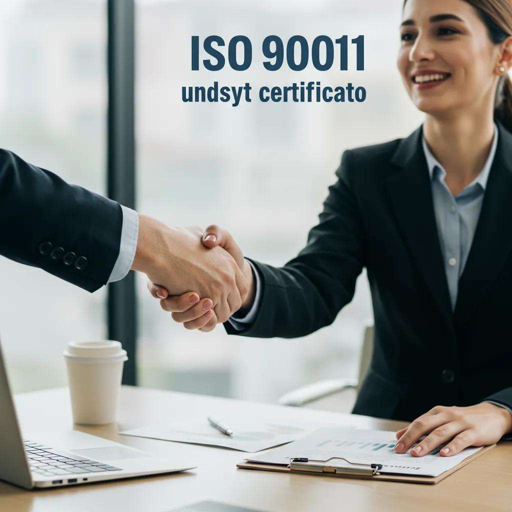 Customer and business representative shaking hands, symbolizing trust from ISO 9001 certification