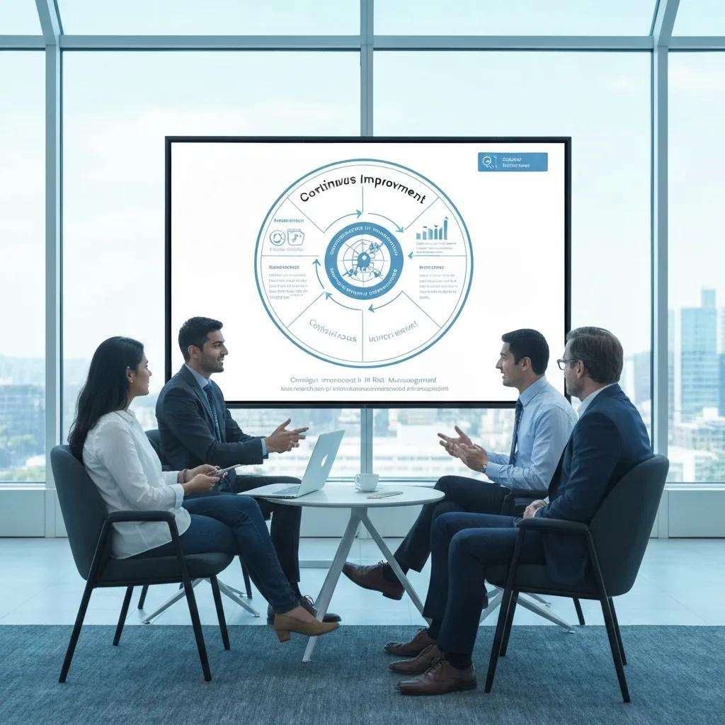 Team discussing continuous improvement cycles in ISO 27001 risk management