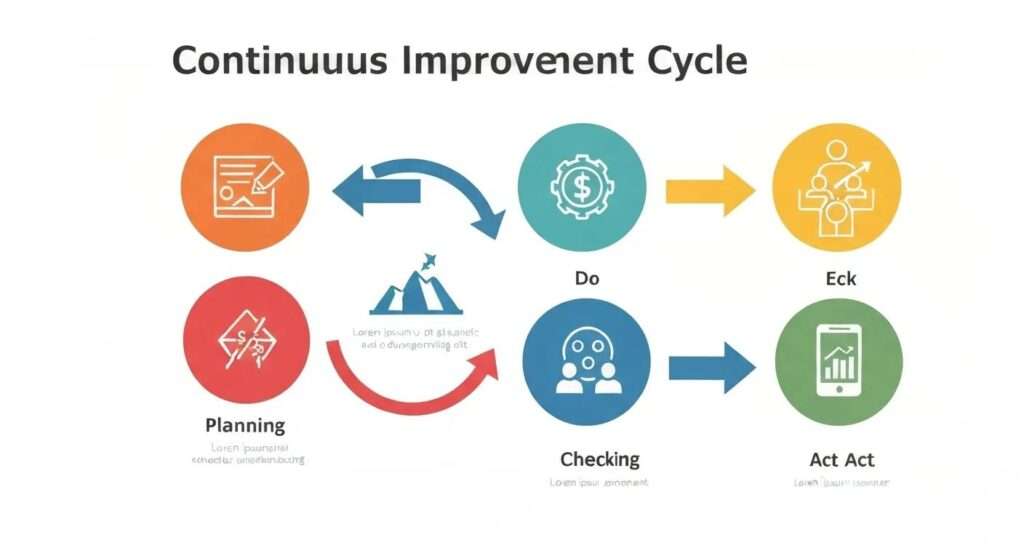 An illustration depicting the continuous improvement cycle as applied within ISO 9001 quality management