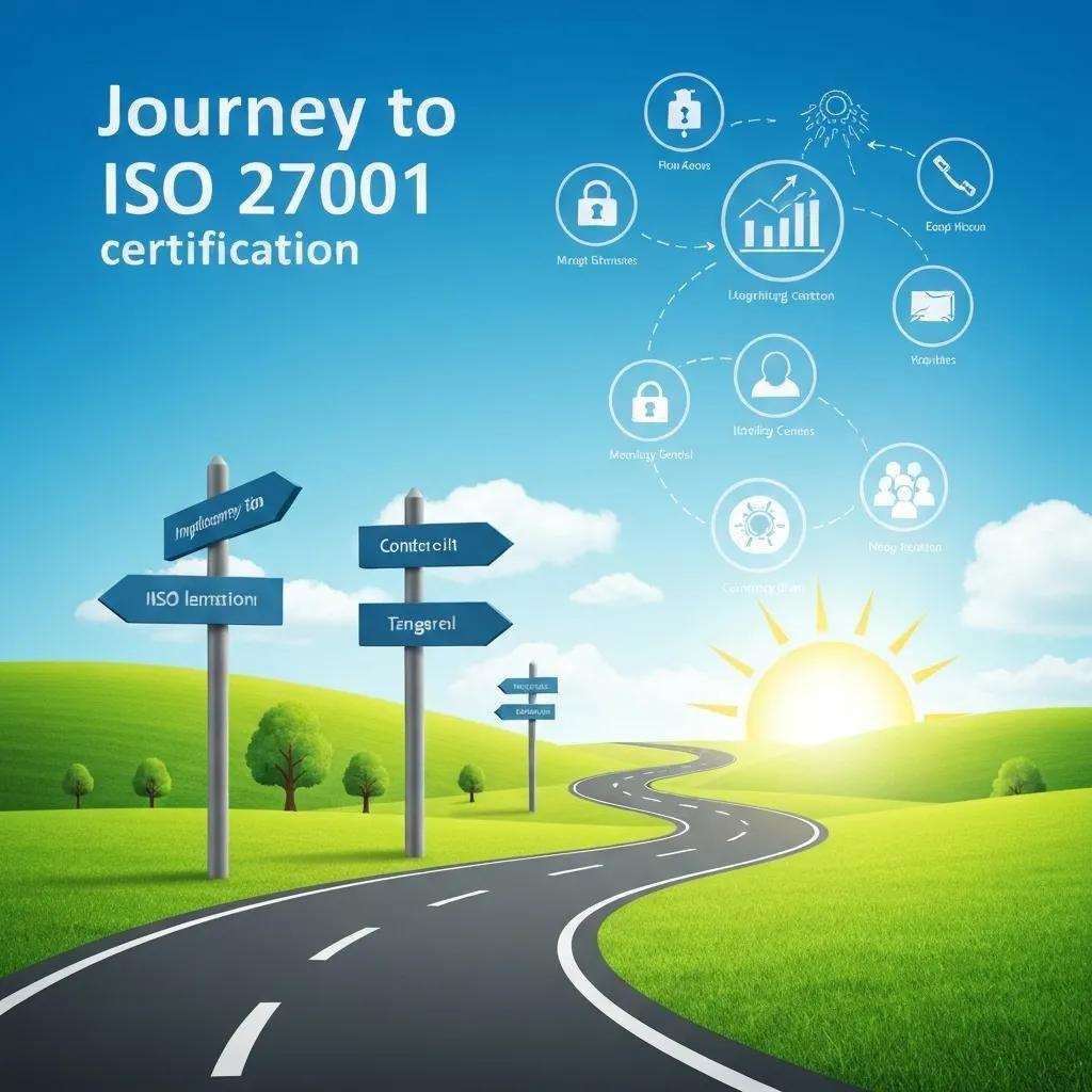 Visual representation of a roadmap illustrating the journey to ISO 27001 certification