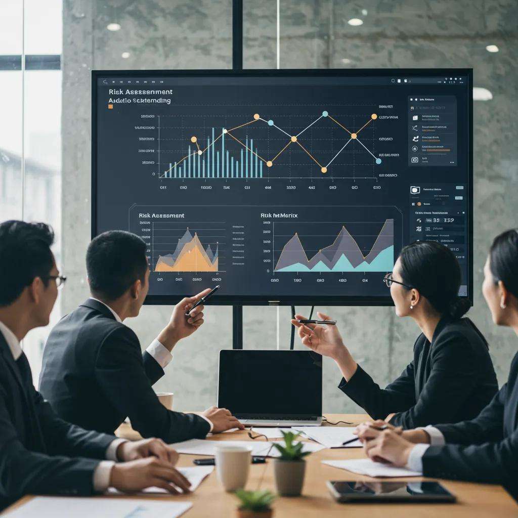 Professionals discussing risk assessment for ISO 9001 audit scheduling